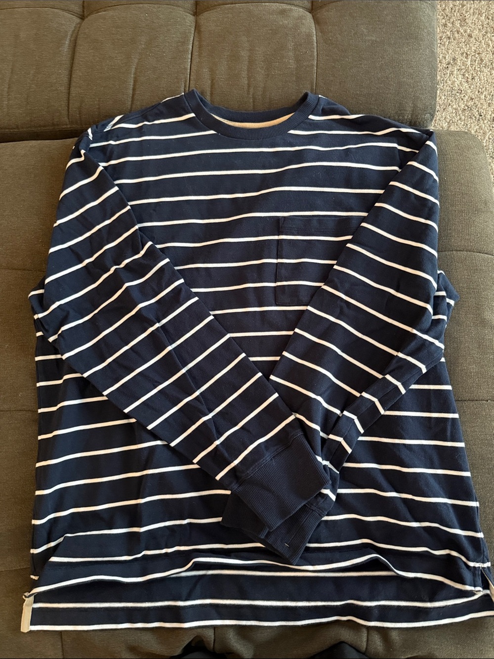 Navy and White Striped Long Sleeve Tee. Men’s large.